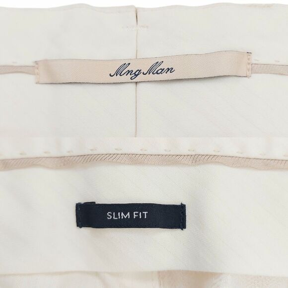 MNG by Mango Pants Mens 36x33 Beige 100% Linen Tailored Flat Front Travel Beach - Picture 8 of 13